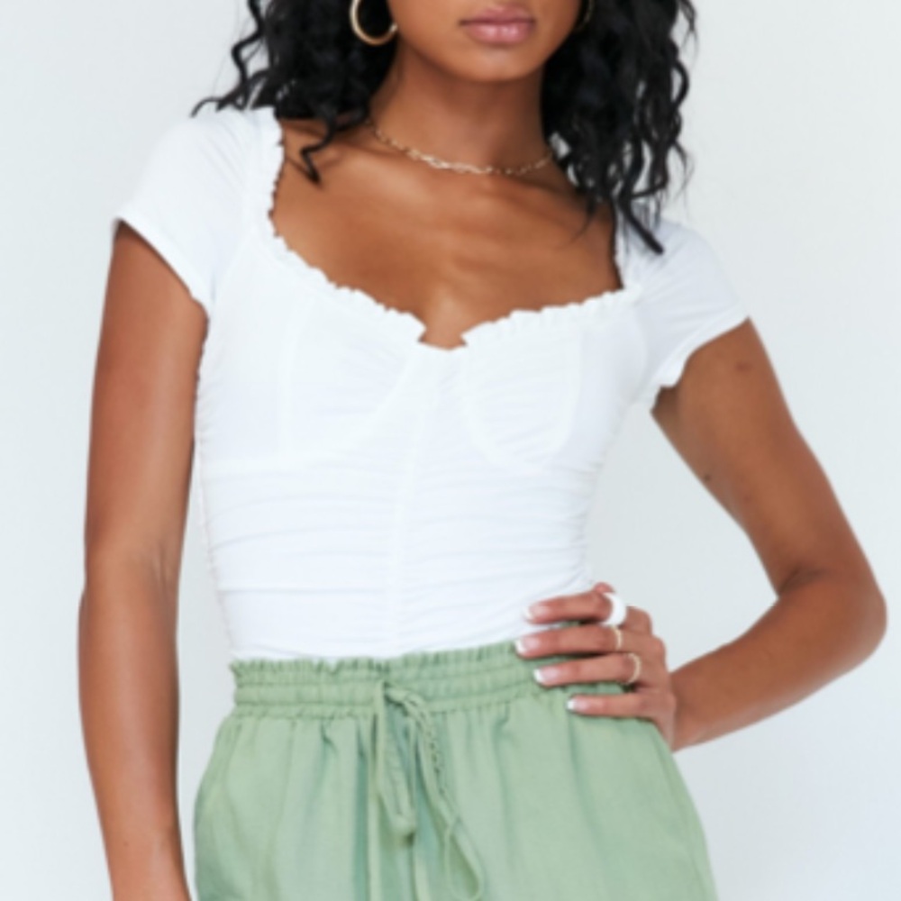 Princess Polly White Ruched Bodysuit